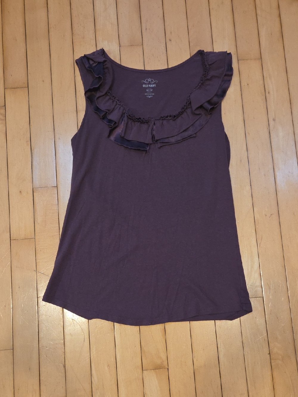 Old Navy Women's Dark Purple Ruffle Trim Tank